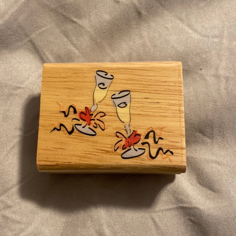 Champagne glass rubber stamp